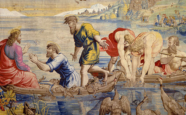 photo 5. Carton de tapisserie de Raphaël (1483-1520) La pêche miraculeuse (détail) La pesca milagrosa (detalle)